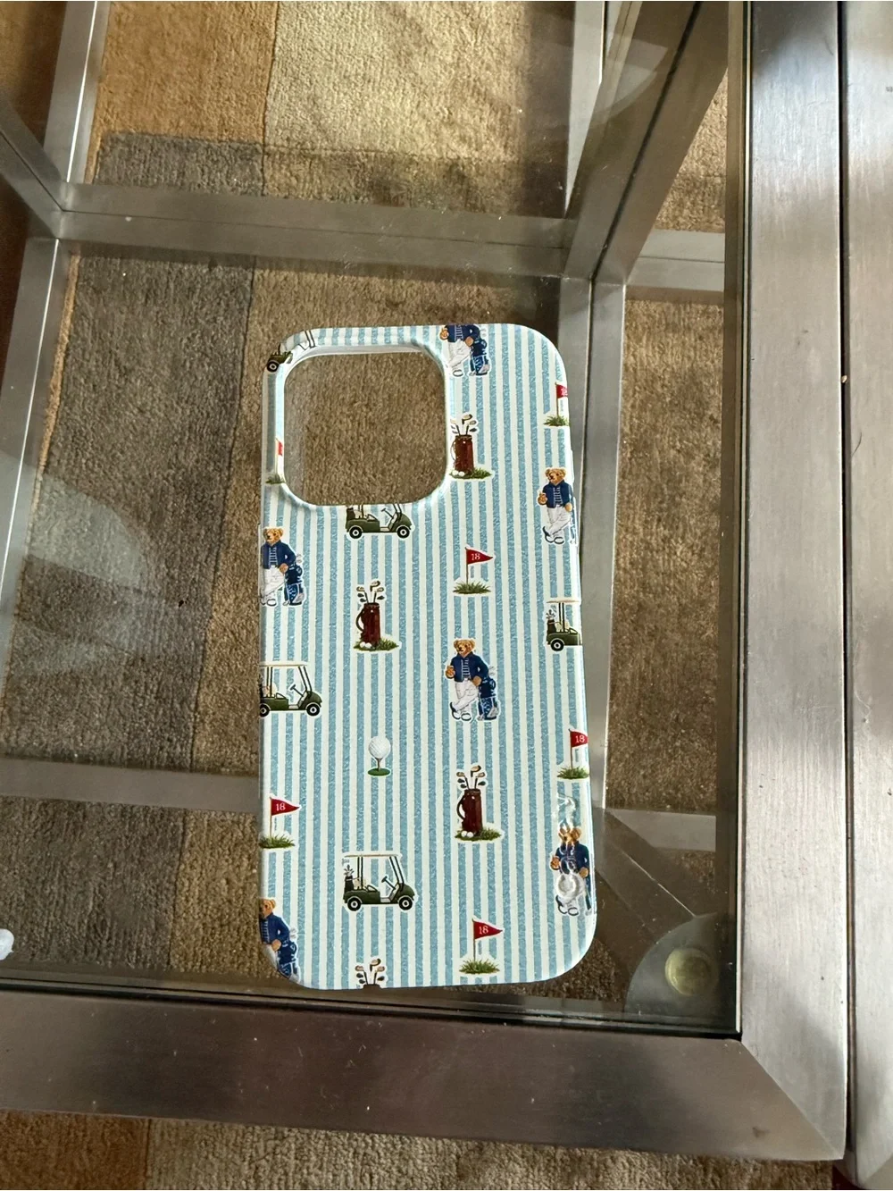 Golf Bear Stripe iPhone 16 Pro Case in Light Blue - Casely